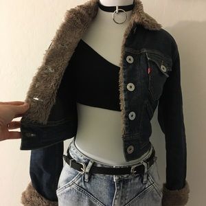 Levi’s Sherpa Cropped denim jacket
